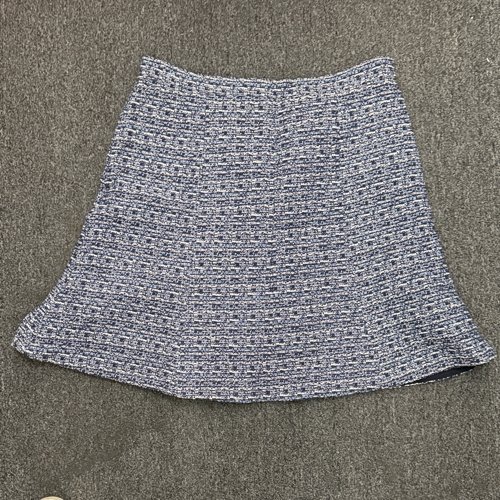 Ann Taylor Textured Blue A-Line Skirt